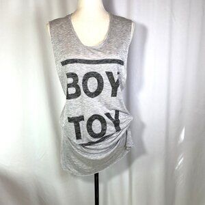 Zoe Karssen Boy Toy Tee Size L Gray Sleeveless Tank Graphic